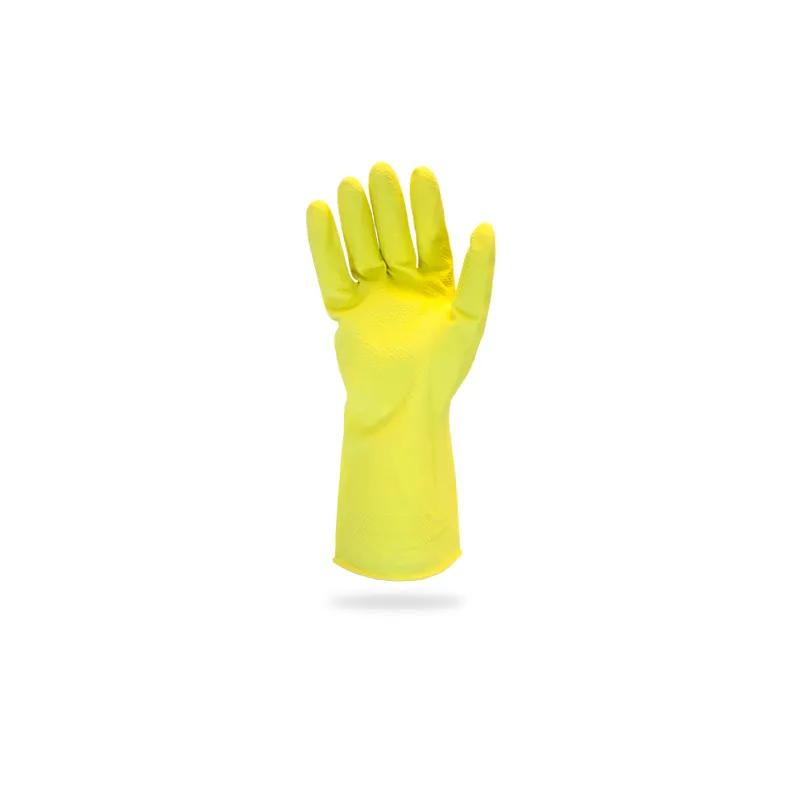 Gloves Medium (MED) Yellow Rubber Latex Reusable Flock Lined Powder-Free 120/Case