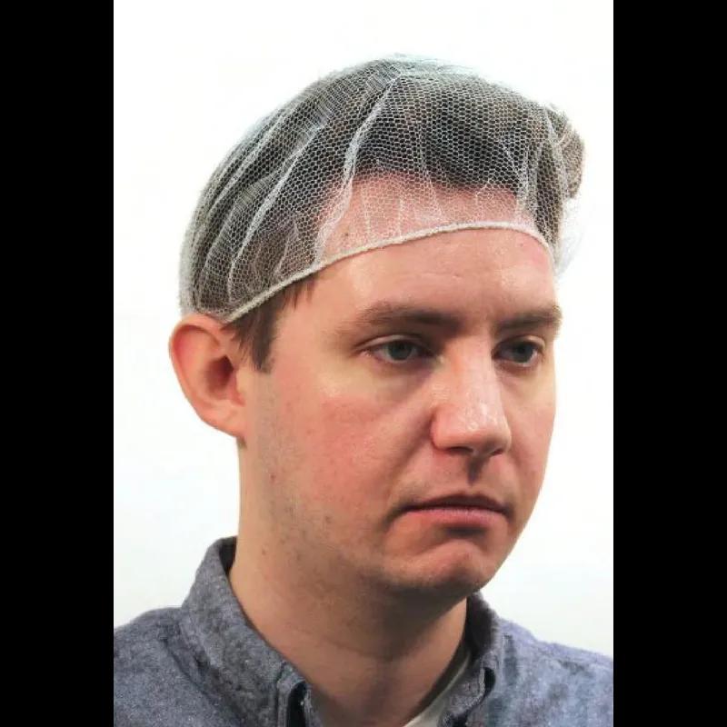 Hairnet 24 IN White Heavyweight Polyester Mesh 100 Count/Bag 10 Bags/Case