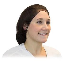 Hairnet 21 IN Brown Heavyweight Polyester Disposable Latex Free 100/Bag