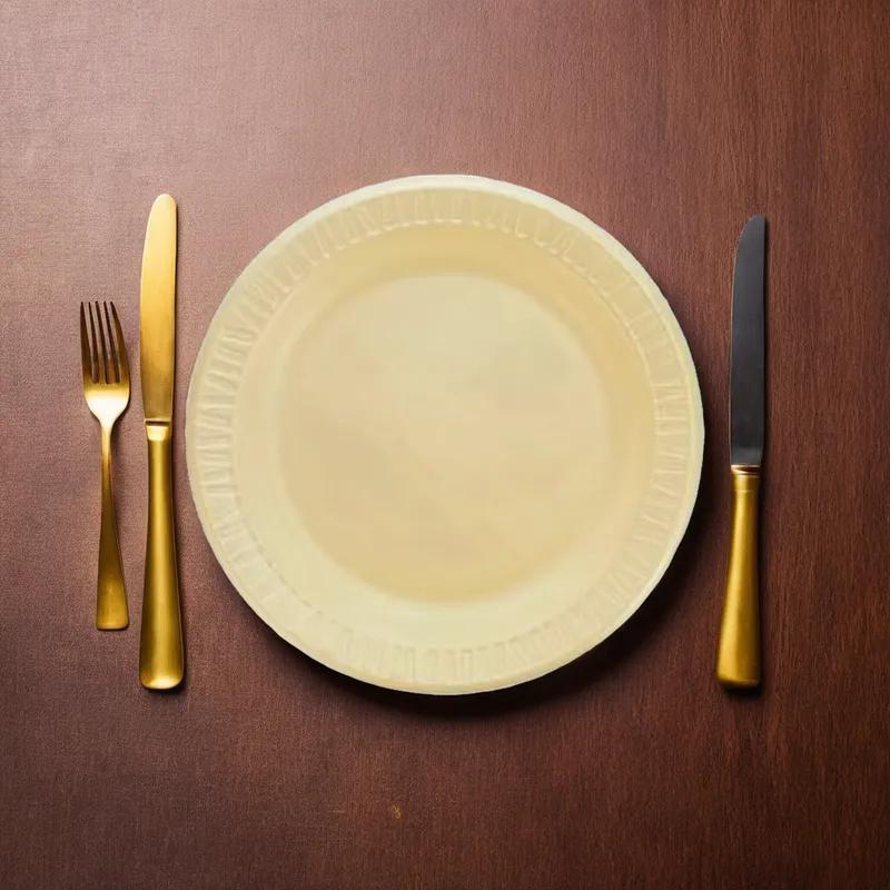 Dart® Quiet Classic® Plate 9 IN Polystyrene Foam Gold Round Laminated 500/Case