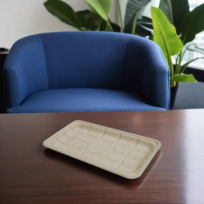 10S Tray 10.75X5.75X0.8 IN 1 Compartment Pulp Fiber Kraft Rectangle 500/Case