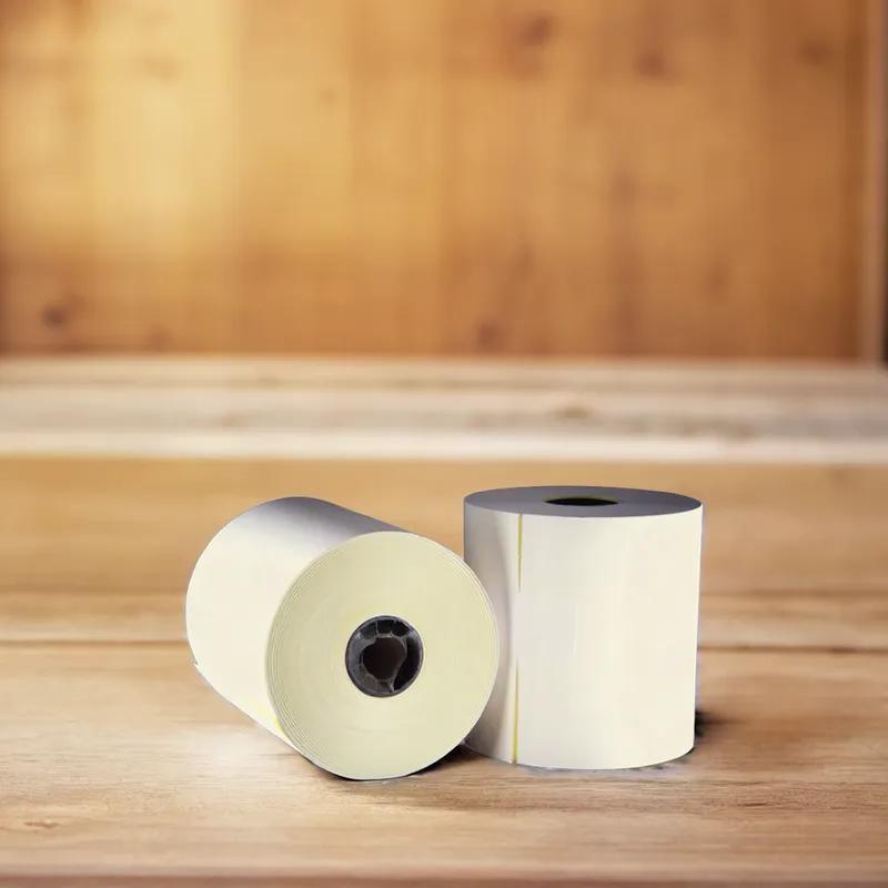 Register Tape Roll 3IN X100FT Paper 2PLY White Canary With 0.438IN Core Roll 50/Case
