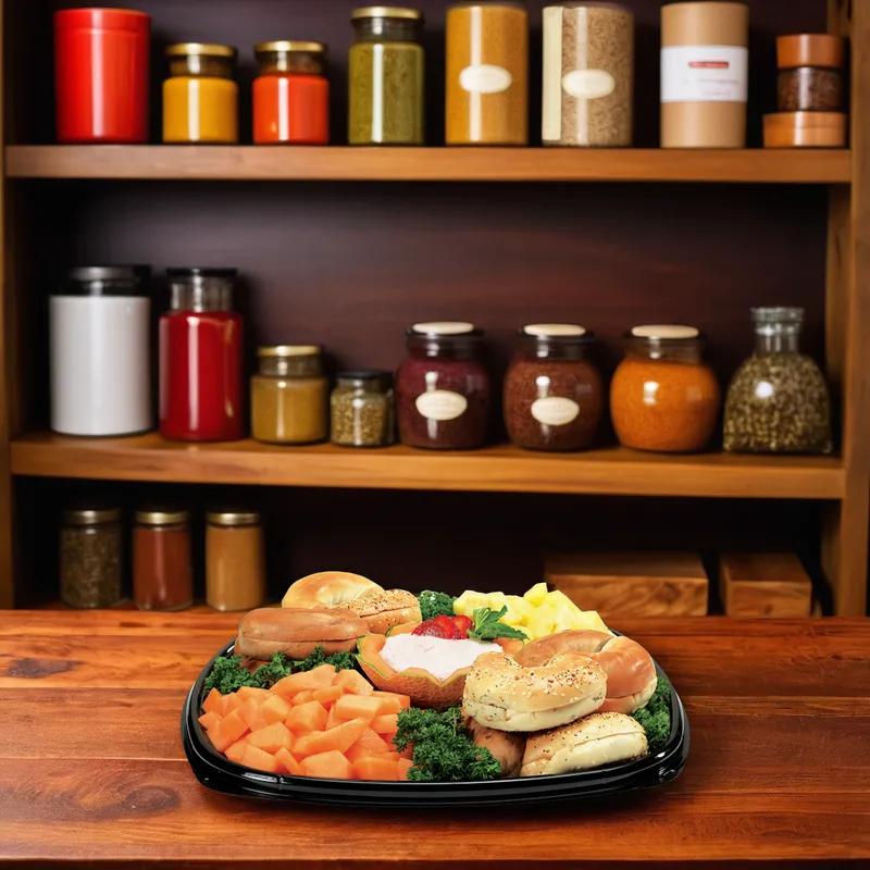 Serving Tray Base & Lid Combo With Dome Lid 14.5X14.5 IN PP Black Square 25/Case