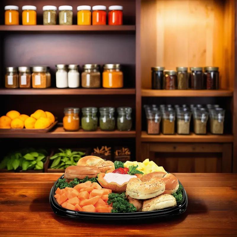 Serving Tray Base & Lid Combo With Dome Lid 14.5X14.5 IN PP Black Square 25/Case