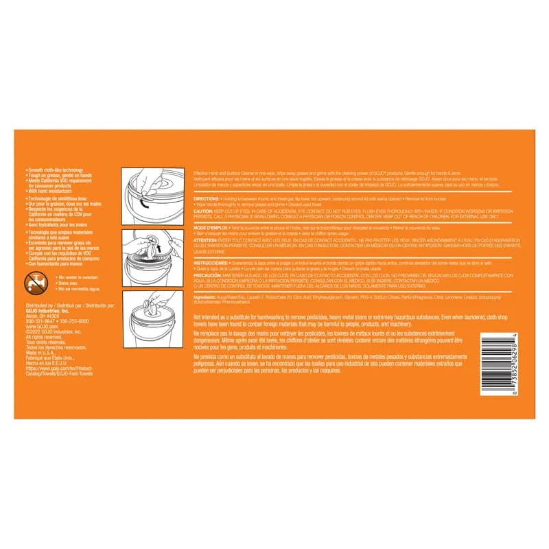 GOJO® Fast Wipes Hand & Surface Sanitizer 7.93X7.93X6.93 IN Fresh Citrus Blue 130 Count/Pack 4 Packs/Case