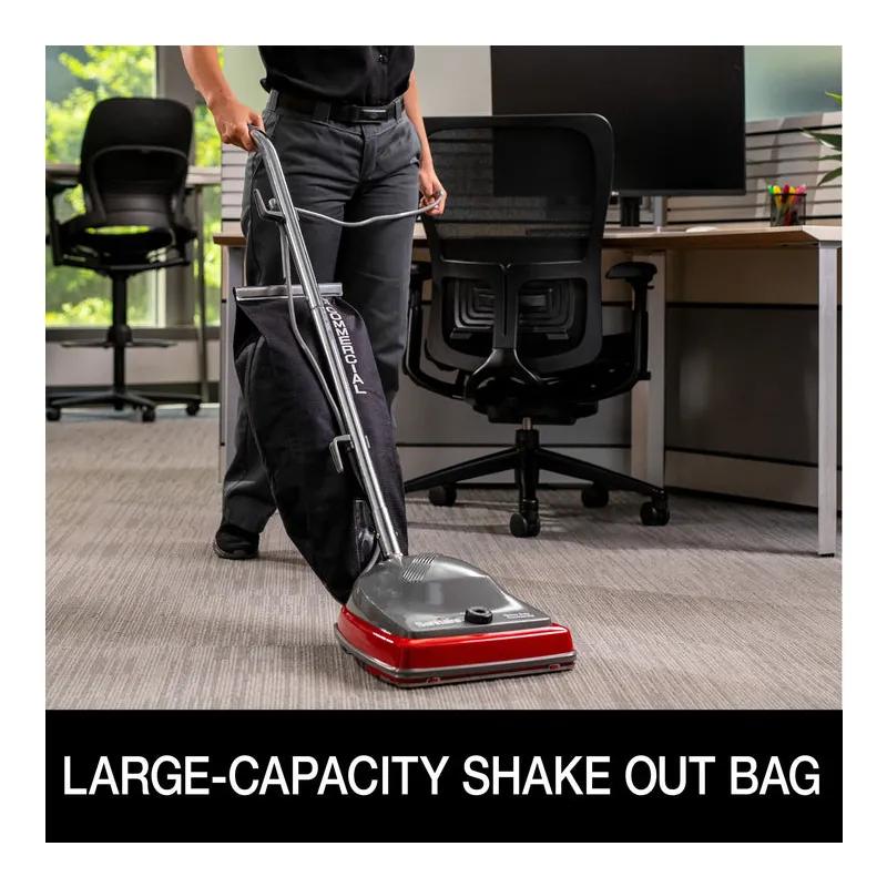 Sanitaire® TRADITION® Commercial Use Upright Vacuum Shake Out Bag 18 QT 12IN Black Gray Red Plastic 5 amp 1/Each