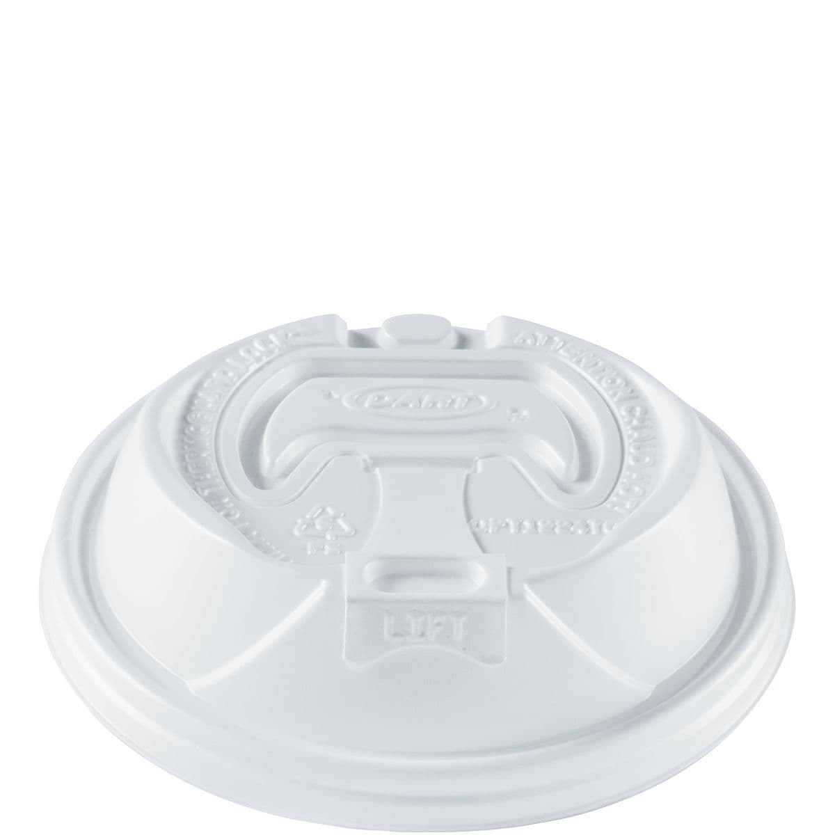 Dart® Optima® Lid Dome 3.78X0.99 IN HIPS White For 12-24 OZ Hot Cup Reclosable Tab 100 Count/Pack 12 Packs/Case