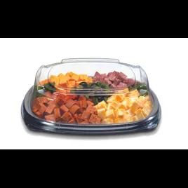 Serving Tray Base & Lid Combo With High Dome Lid 12 IN Plastic Black Clear 25/Case