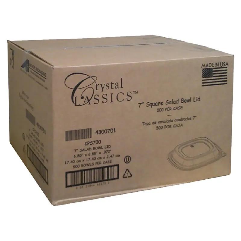 Crystal Classics® Lid 7X7 IN 1 Compartment RPET Clear Square For Container 500/Case