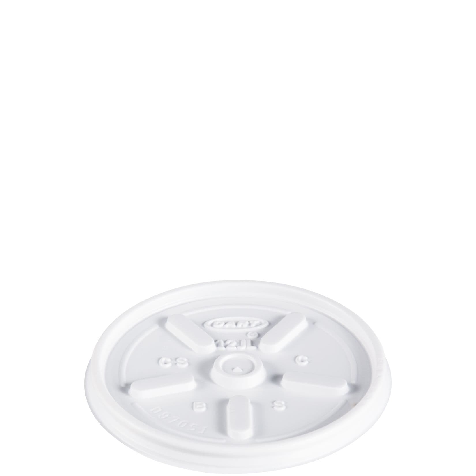 Dart® Lid Flat 3.6X0.3 IN HIPS White For 6-12 OZ Cup Vented 100 Count/Pack 10 Packs/Case 1000 Count/Case