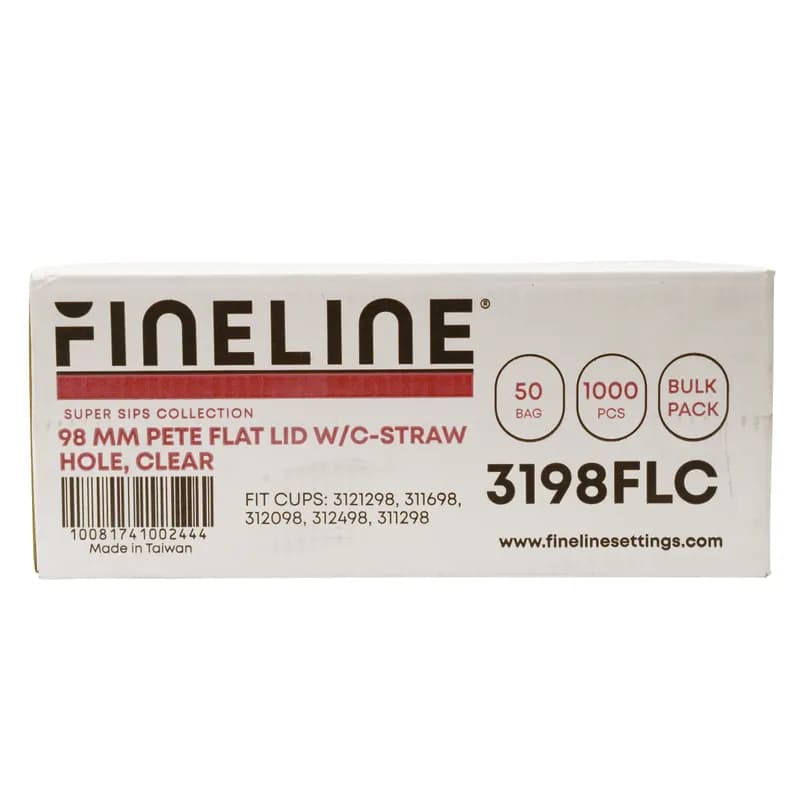 Super Sips Lid Flat 3.9 IN PET Translucent For 12-16-20-24 OZ Cup With Hole 1000/Case