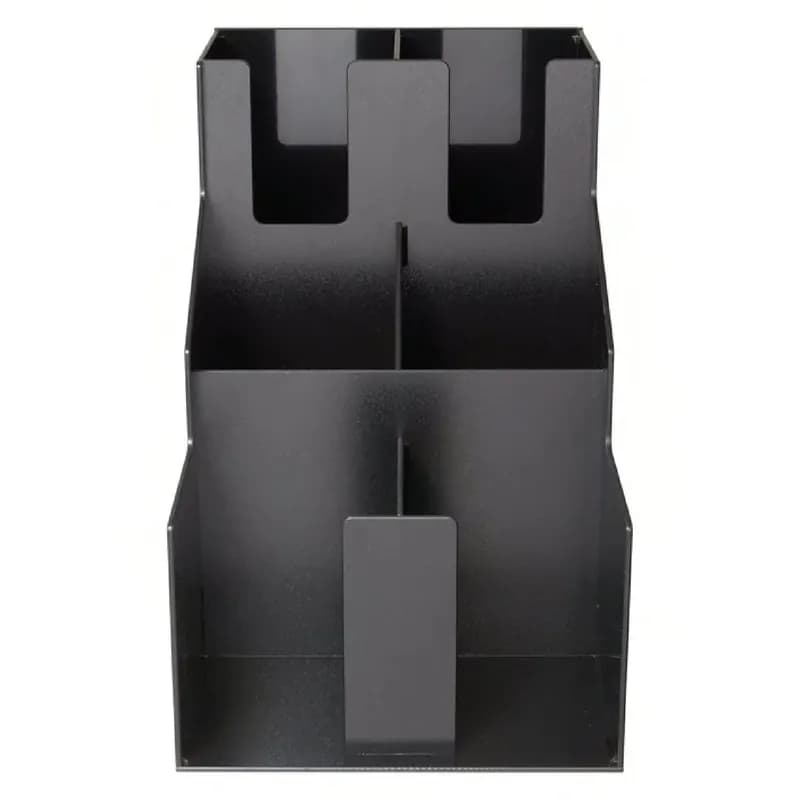 Cup & Lid Organizer 8.5X13.063X12.188 IN 6 Compartment Black Plastic 3 Tiers & 2 Stacks 1/Each
