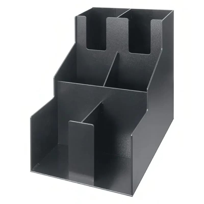 Cup & Lid Organizer 8.5X13.063X12.188 IN 6 Compartment Black Plastic 3 Tiers & 2 Stacks 1/Each