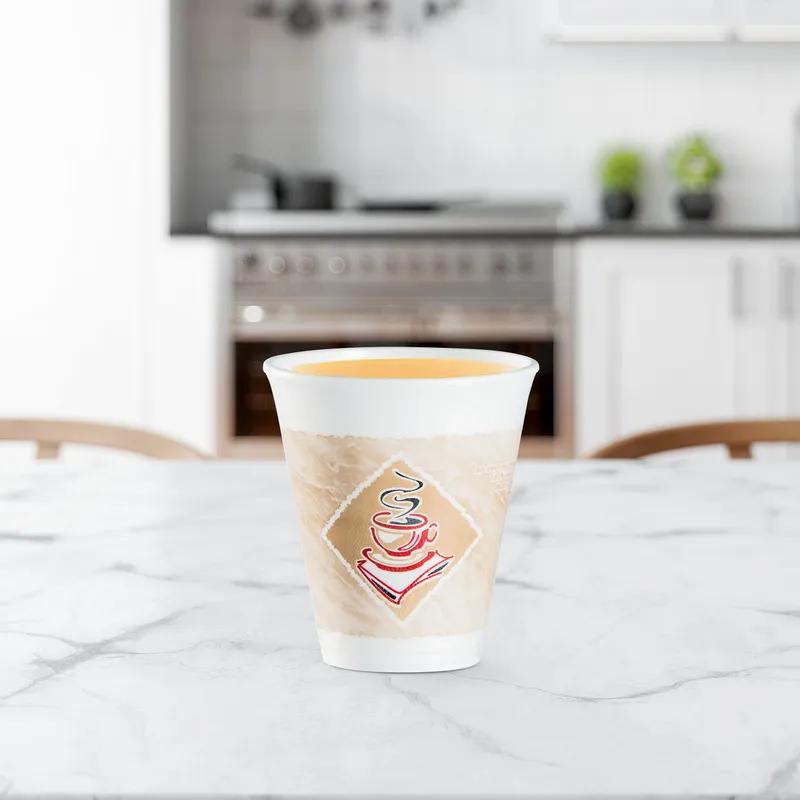 Dart® ThermoGlaze® Cup Insulated Squat 12 OZ EPS Multicolor Café G Stock Print 20 Count/Pack 50 Packs/Case