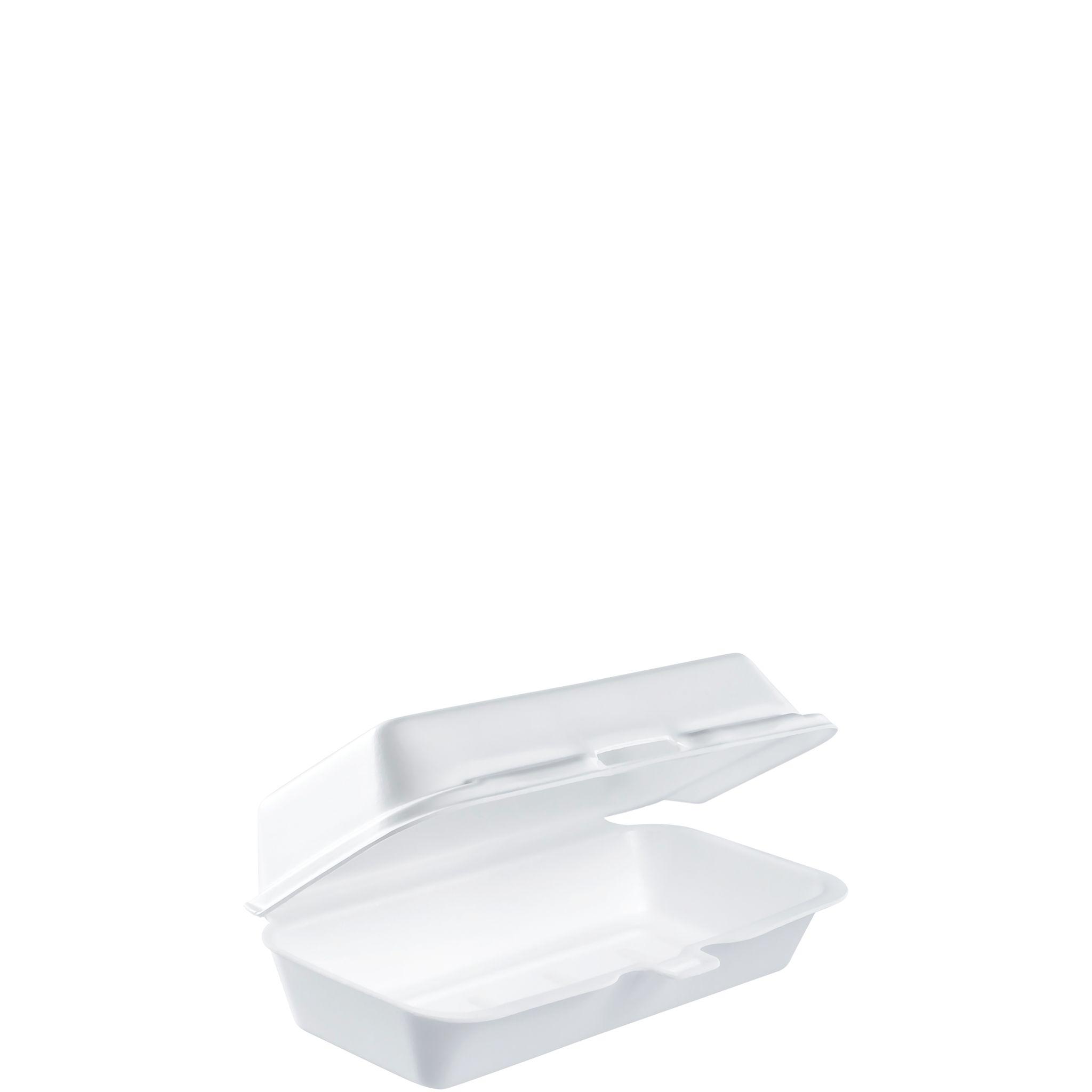 Dart® Take-Out Container Hinged 7.12X3.79X2.3 IN XPS White Rectangle Insulated 125 Count/Pack 4 Packs/Case