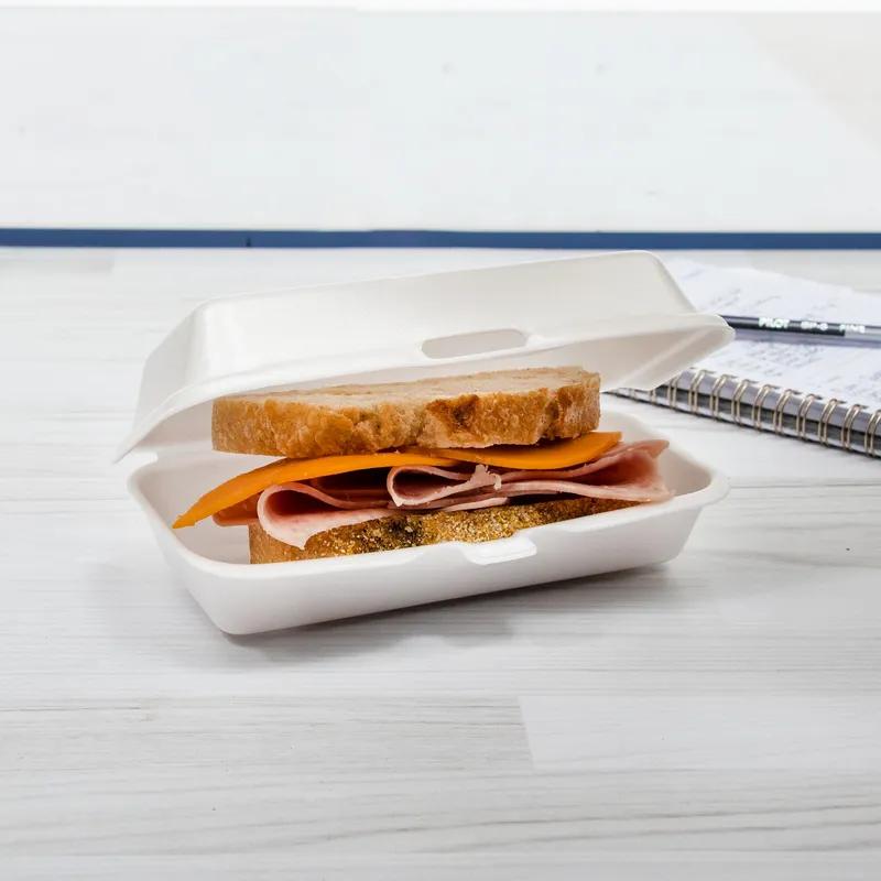 Dart® Take-Out Container Hinged 7.12X3.79X2.3 IN XPS White Rectangle Insulated 125 Count/Pack 4 Packs/Case