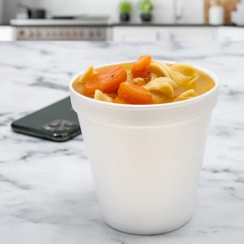 Dart® J Cup® Cup Squat Medium (MED) 16 OZ EPS White Round Insulated 25 Count/Pack 20 Packs/Case 500 Count/Case