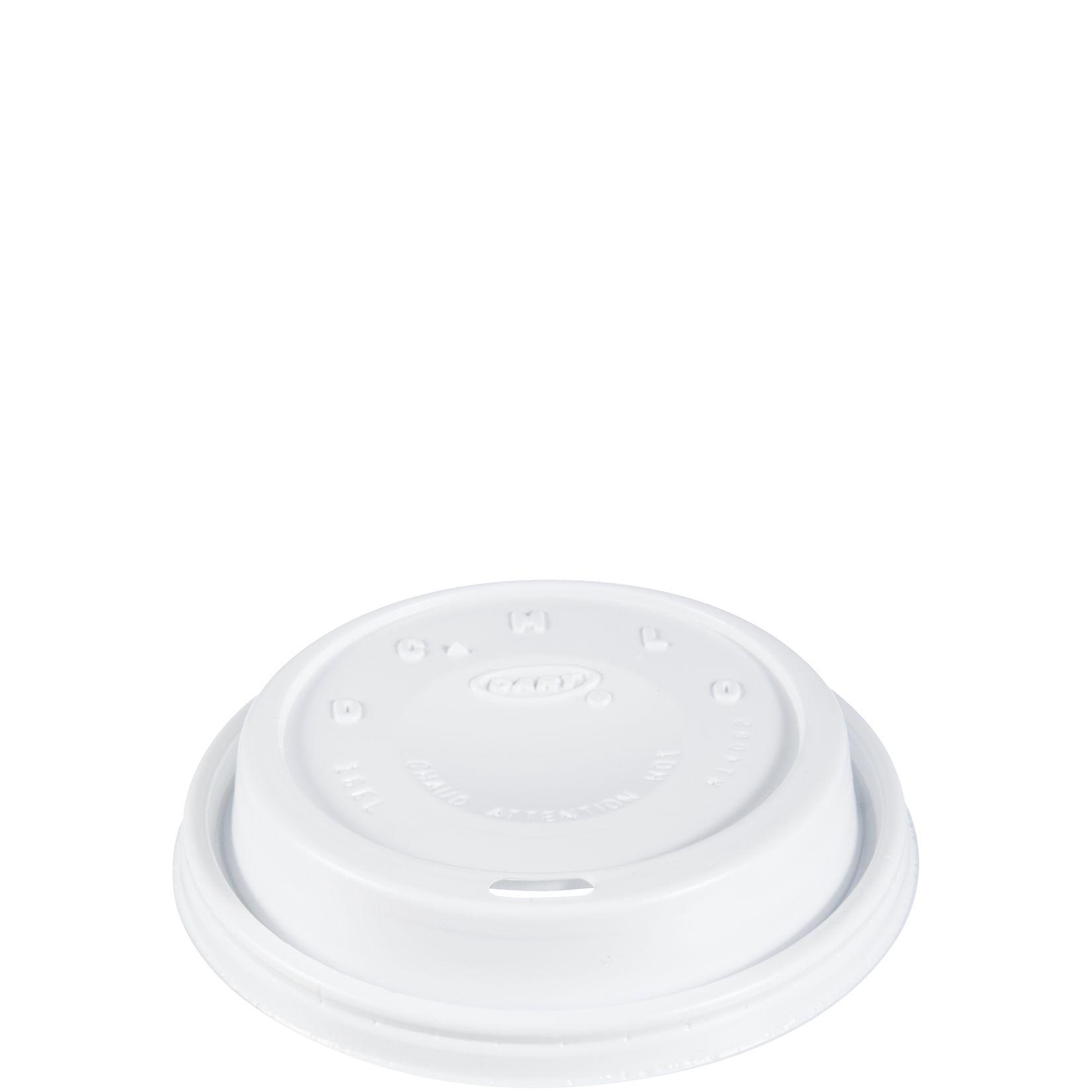 Dart® Lid Dome 3.9X0.9 IN HIPS White For 12-24 OZ Hot Cup Cappuccino Sip Through 100 Count/Pack 10 Packs/Case