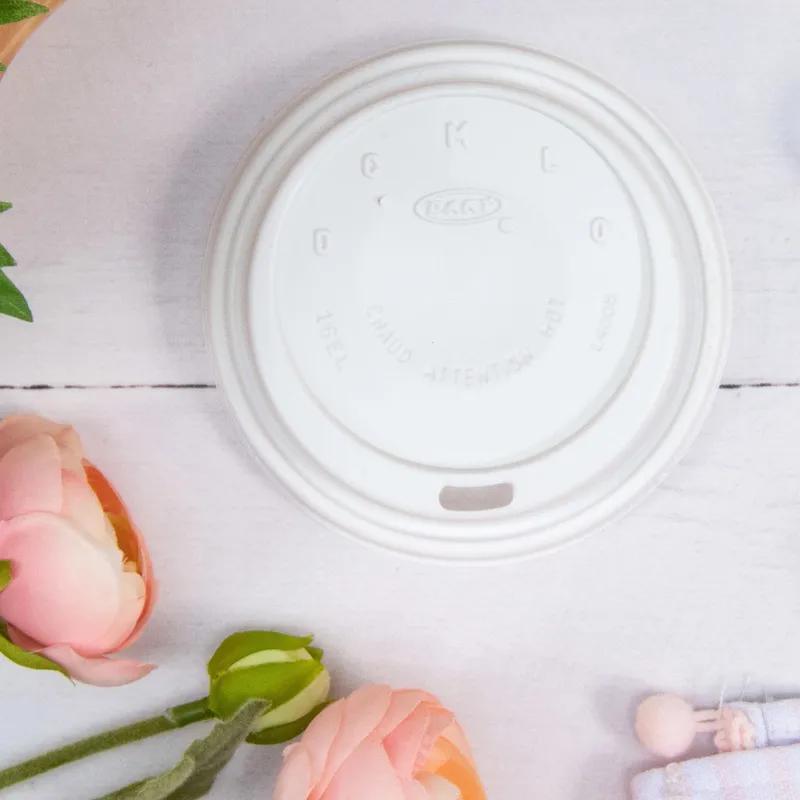 Dart® Lid Dome 3.9X0.9 IN HIPS White For 12-24 OZ Hot Cup Cappuccino Sip Through 100 Count/Pack 10 Packs/Case