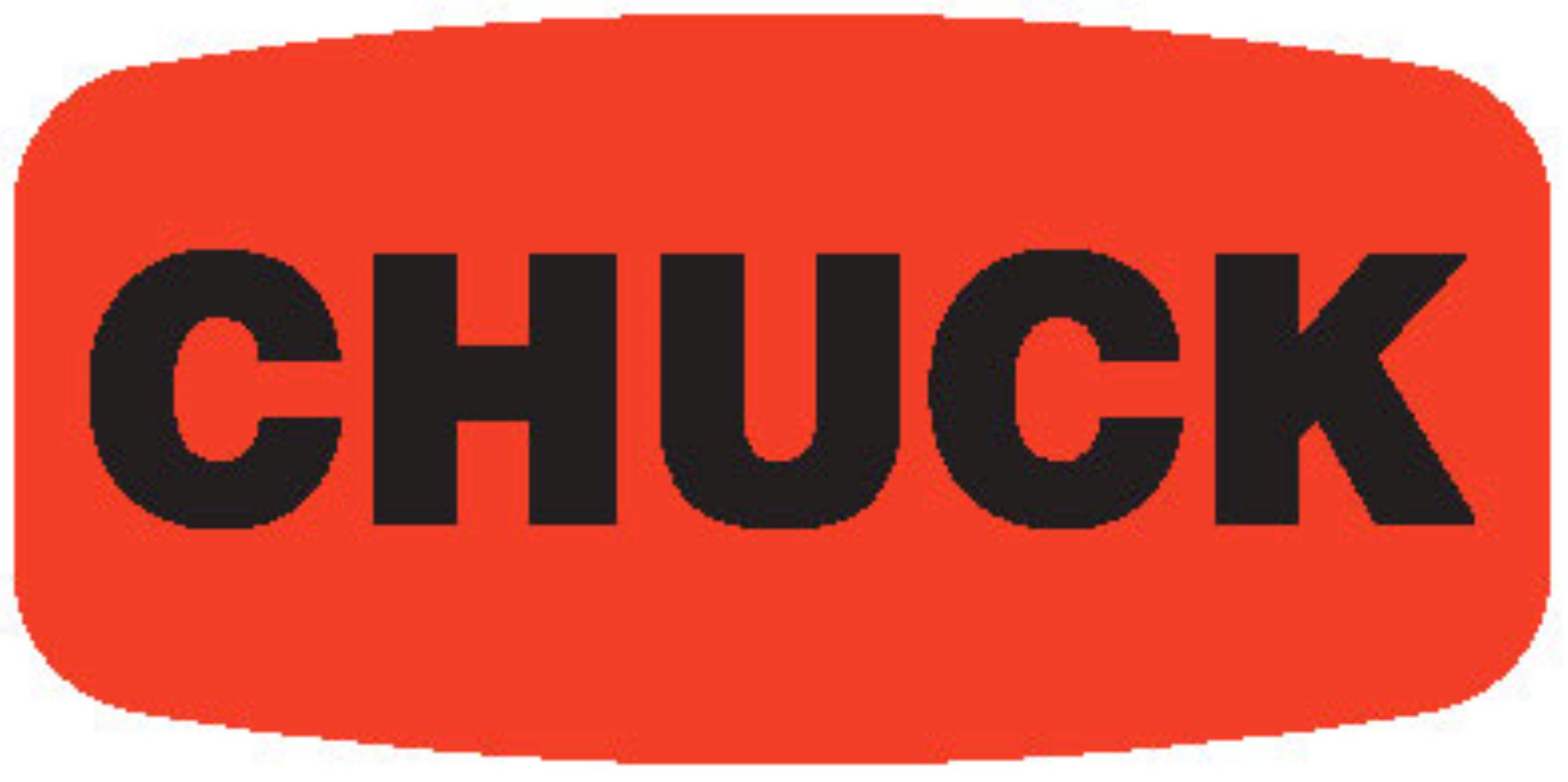 Chuck Label Black Fluorescent Red Short Oval Dayglo 1000 Count/Roll 50 Rolls/Case 50000 Count/Case