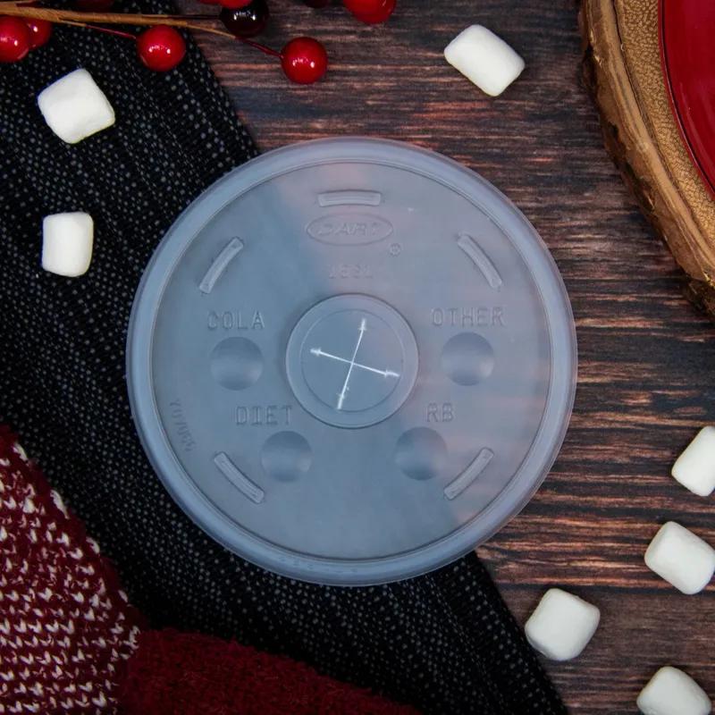 Dart® Lid Flat 4.53X0.28 IN HIPS Translucent For 12-24 OZ Cold Cup Identification 100 Count/Pack 10 Packs/Case