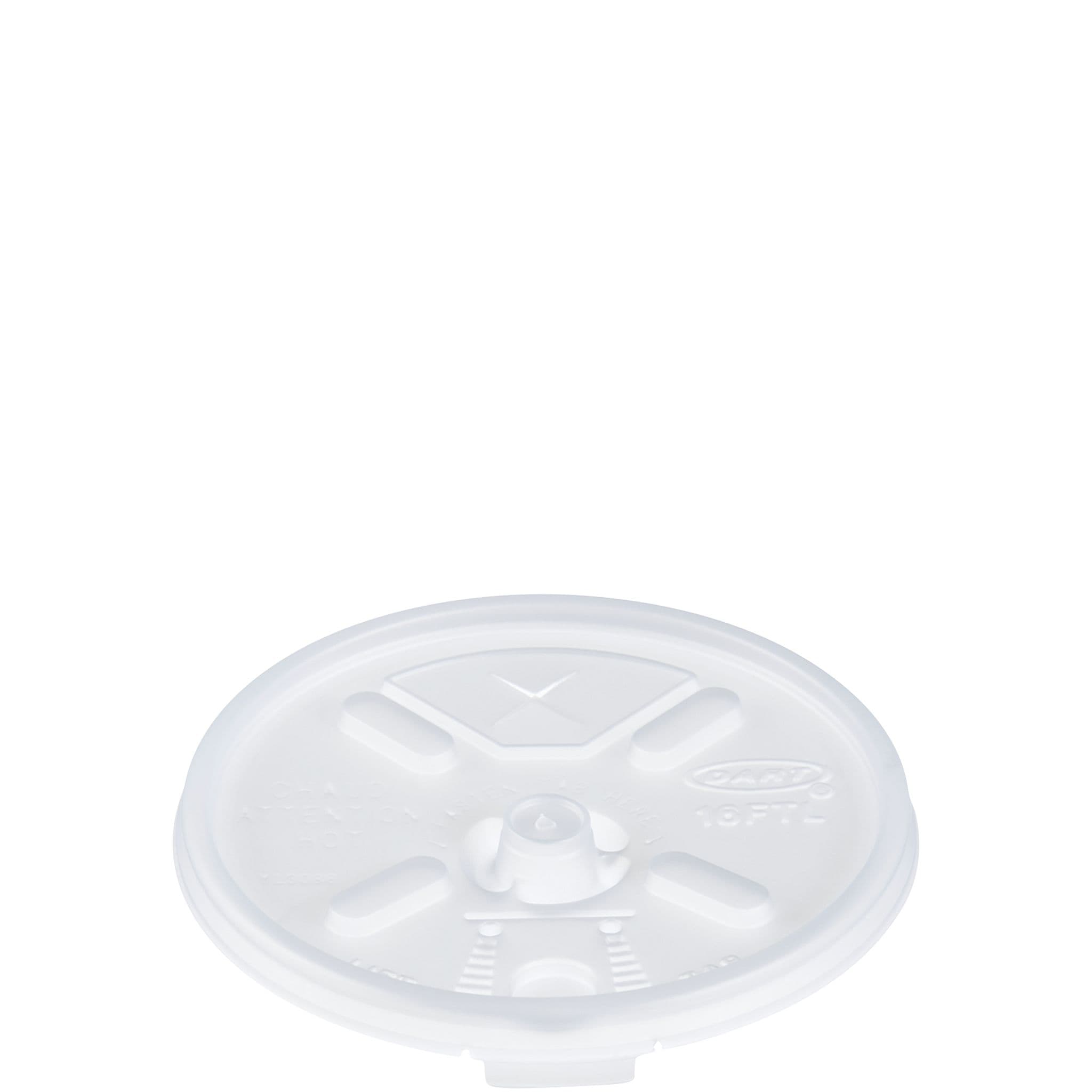 Dart® Lid Flat 3.8X0.4 IN HIPS Translucent For 12-24 OZ Cup With Hole Lock Tab Lift Back 100 Count/Pack 10 Packs/Case
