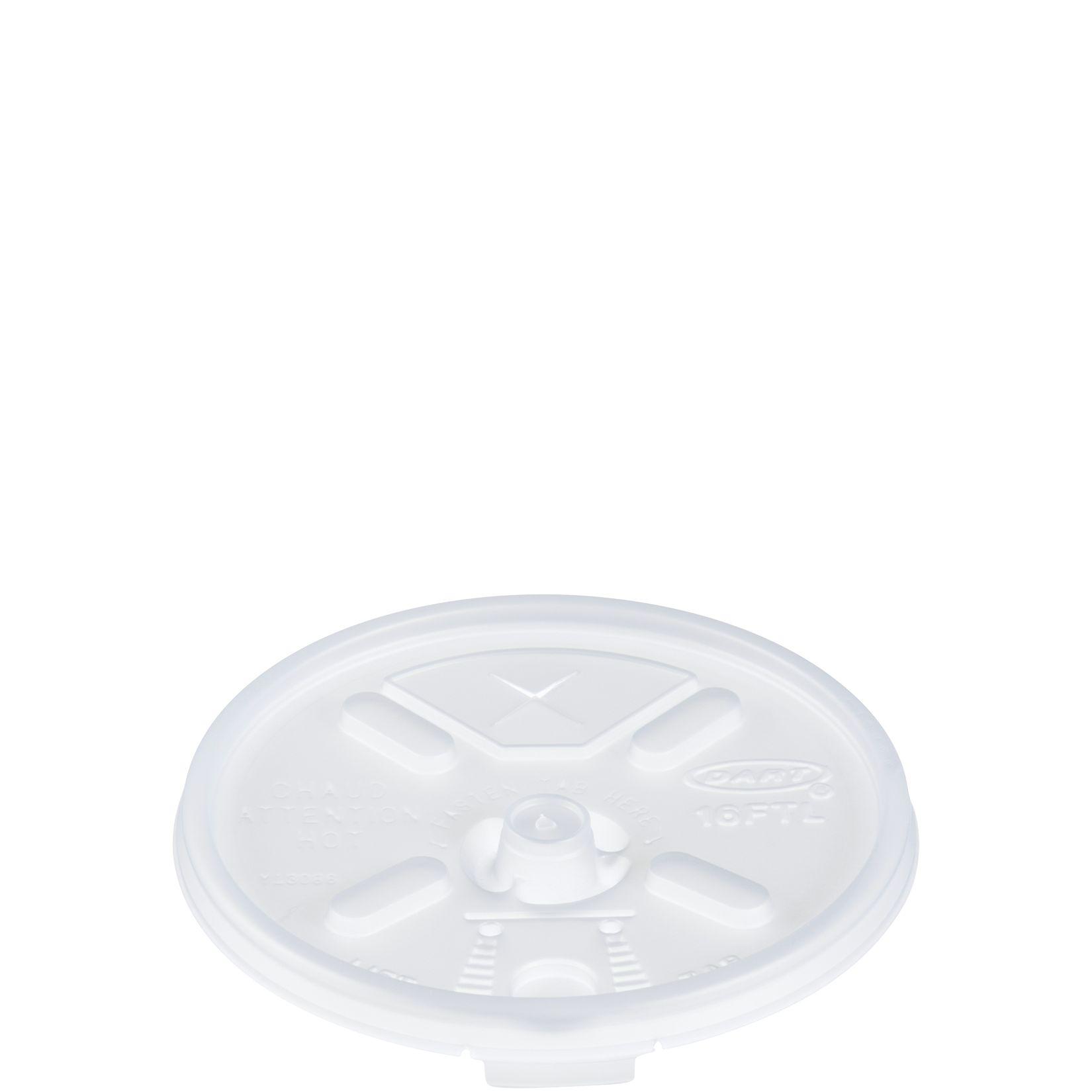 Dart® Lid Flat 3.8X0.4 IN HIPS Translucent For 12-24 OZ Cup With Hole Lock Tab Lift Back 100 Count/Pack 10 Packs/Case