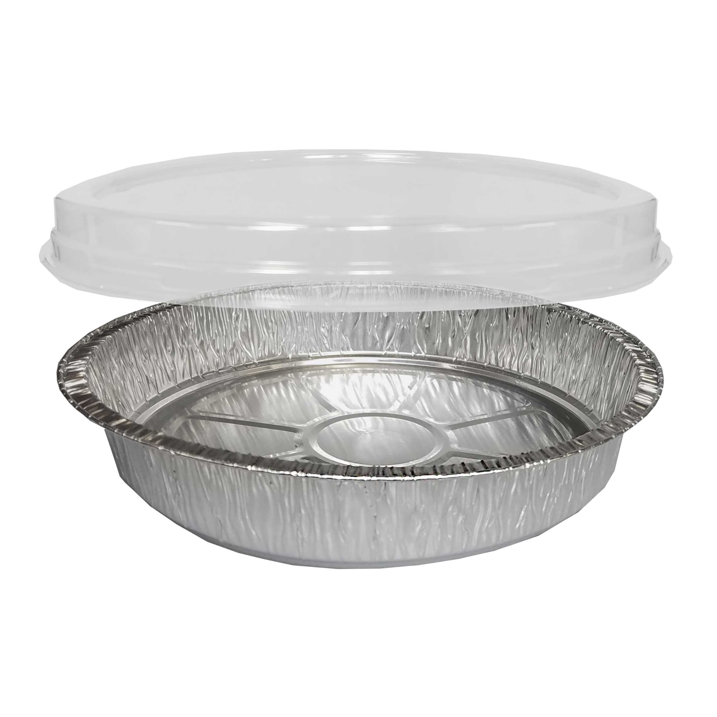 JCO Take-Out Container Base & Lid Combo With Dome Lid 48 OZ Aluminum Plastic Silver Clear Round 150/Case
