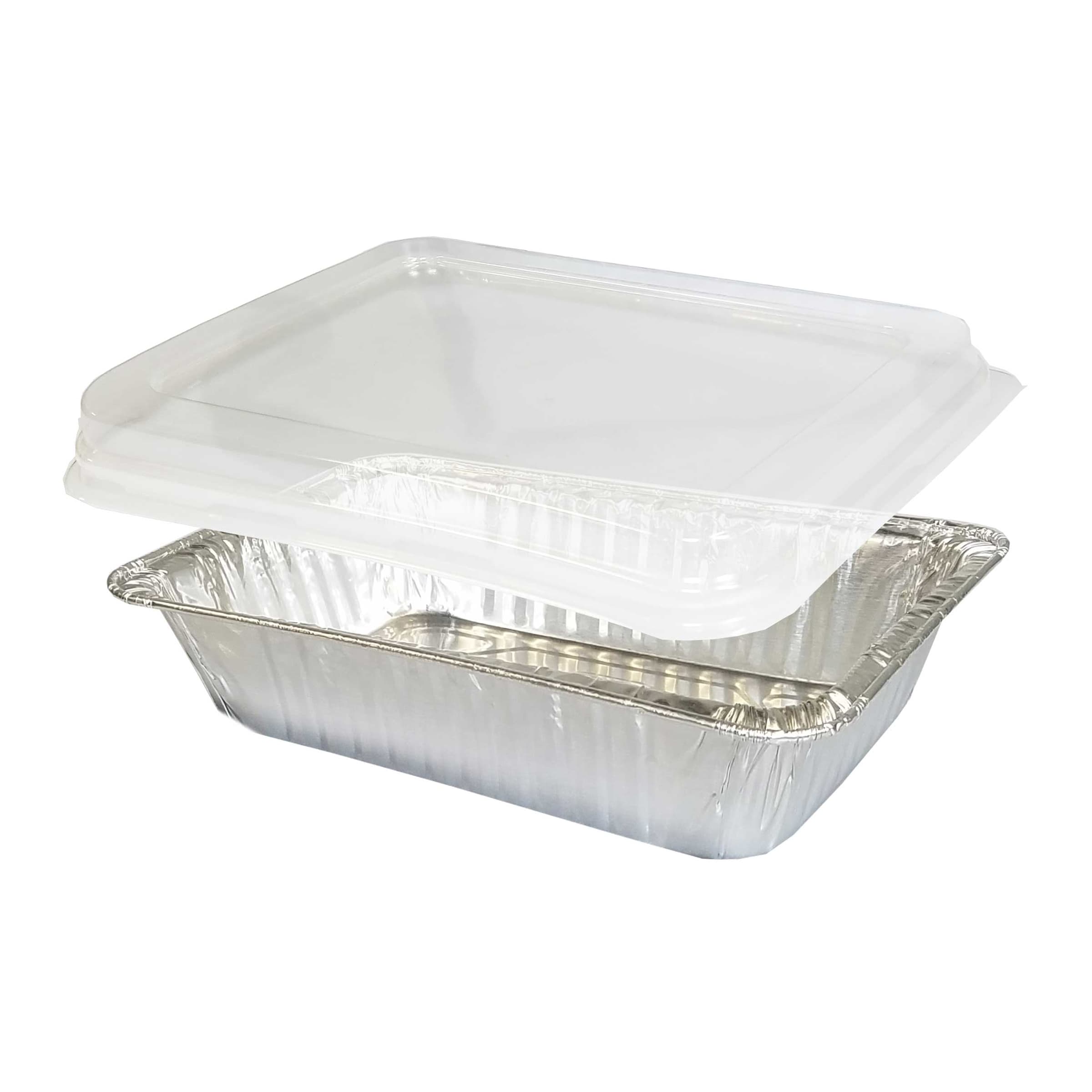 JCO Take-Out Container Base & Lid Combo With Dome Lid 36 OZ Aluminum Plastic Silver Clear Oblong 150/Case