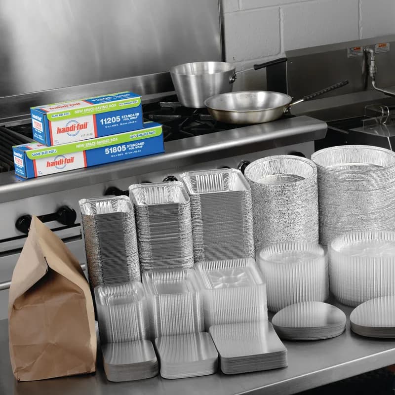 JCO Take-Out Container Base & Lid Combo With Dome Lid 36 OZ Aluminum Plastic Silver Clear Oblong 150/Case