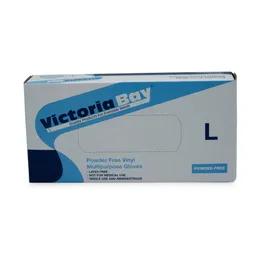 Victoria Bay Gloves Large (LG) Clear Vinyl Disposable Powder-Free 100 Count/Pack 10 Packs/Case 1000 Count/Case