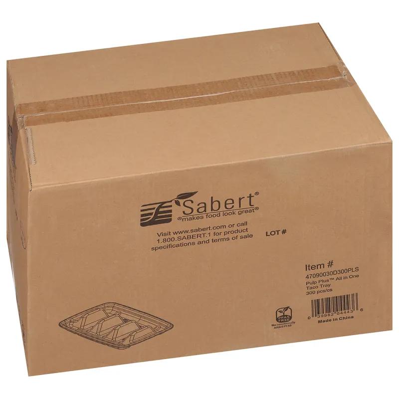 Taco Take-Out Tray 6.5X9X1.67 IN 3 Compartment Pulp Fiber Kraft Rectangle 300/Case