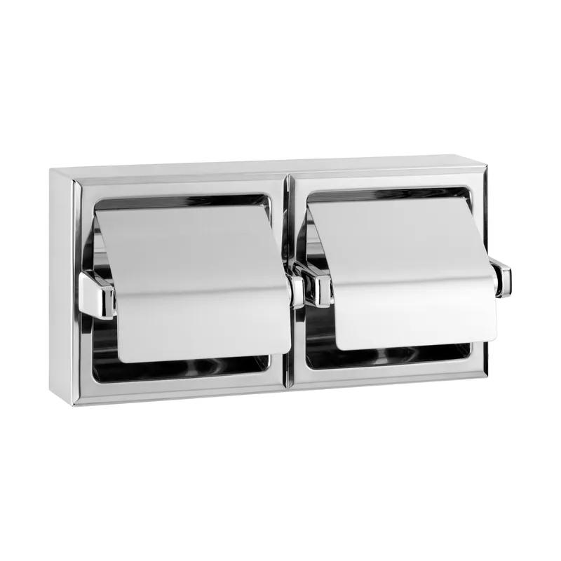 Toilet Paper Dispenser 12.38X6.19 IN Chrome Plated Surface Mount 2-Roll With Hoods 1/Each
