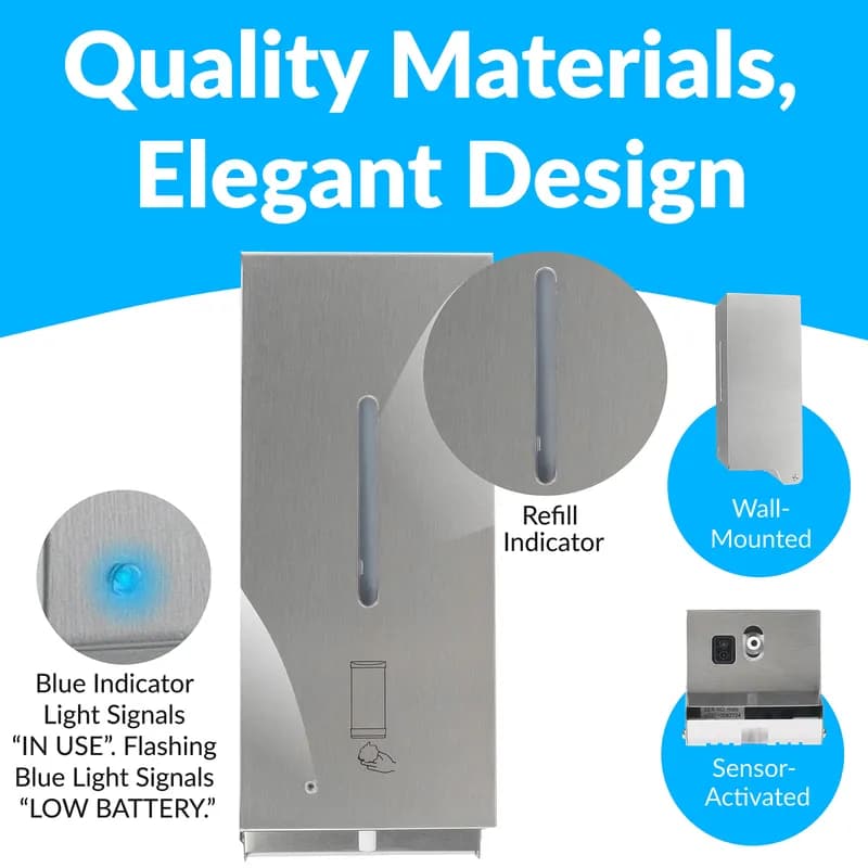 Soap Dispenser Foam 800 mL Silver Stainless Steel Automatic Surface Mount 1/Each