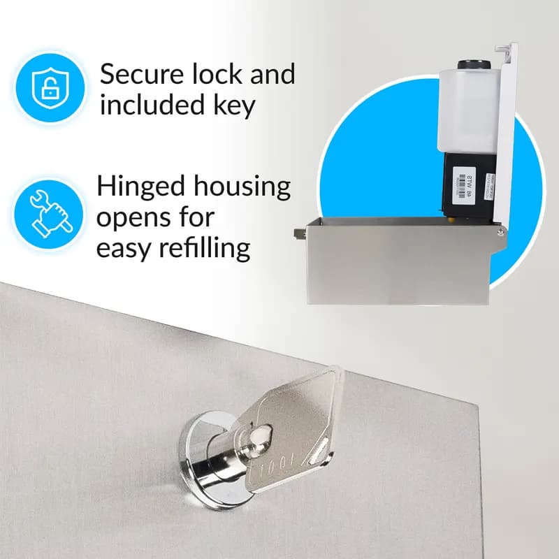 Soap Dispenser Foam 800 mL Silver Stainless Steel Automatic Surface Mount 1/Each