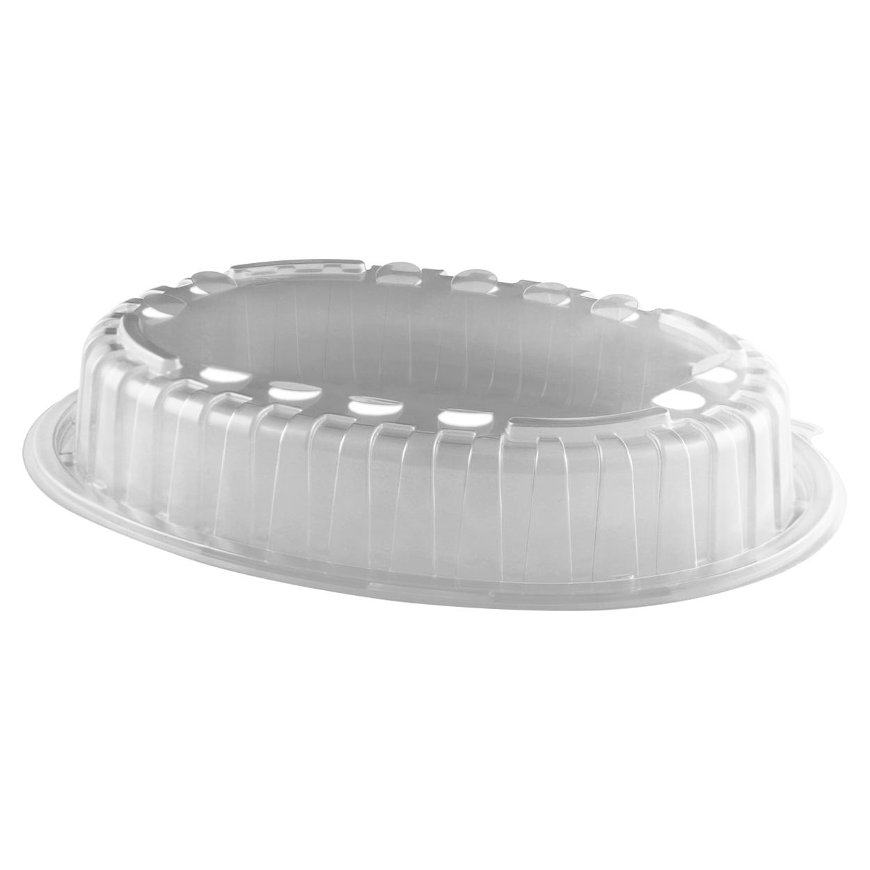 Lid Dome 10.7X8.4X2.09 IN 1 Compartment PP Clear Oval For Container Unhinged Anti-Fog 380/Case