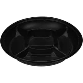 Serving Tray Base 12X1.76 IN 4 Compartment PP Black Round 36/Case