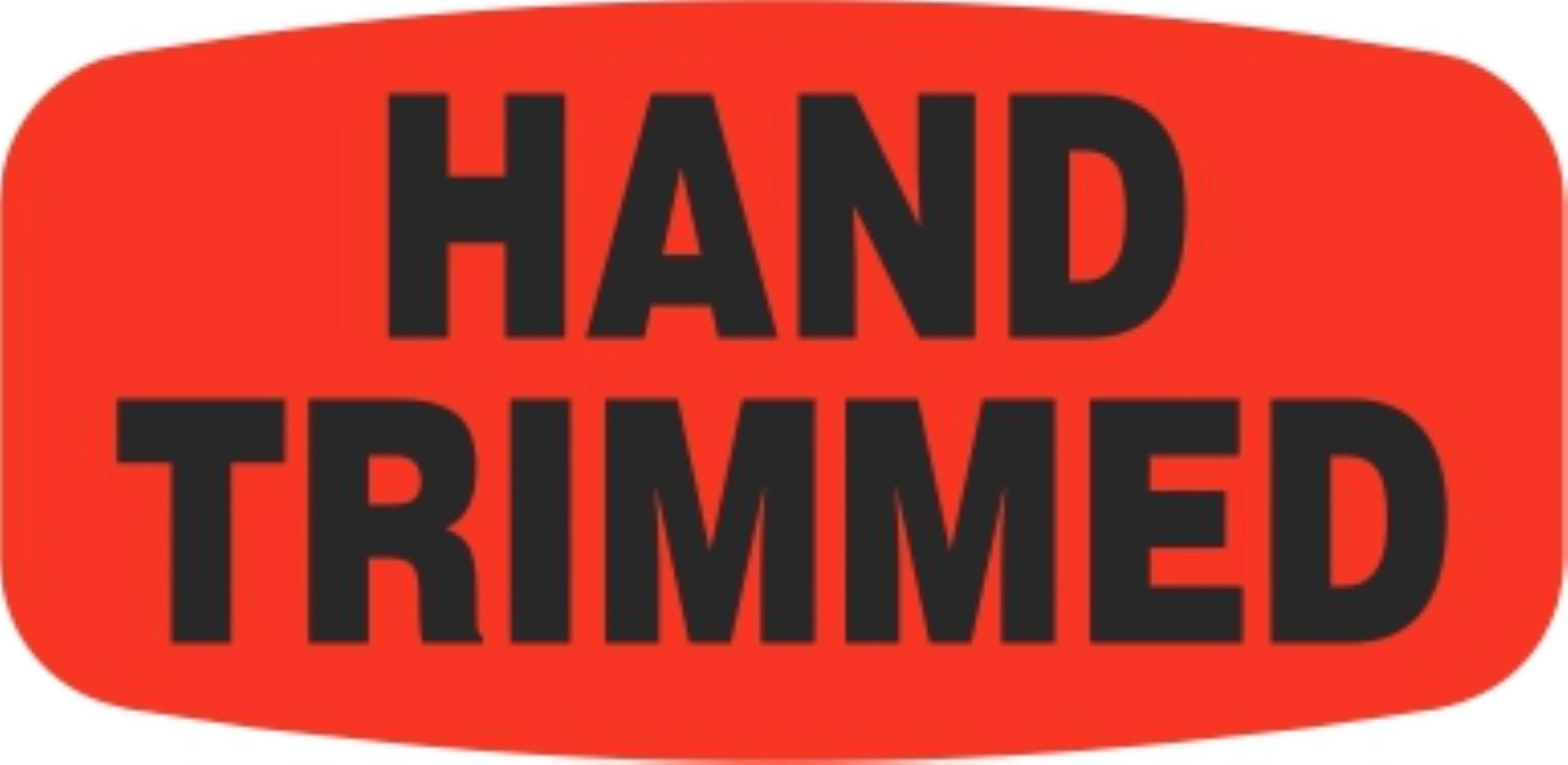 Hand Trimmed Label Black Fluorescent Red Short Oval Dayglo 1000 Count/Roll 50 Rolls/Case 50000 Count/Case