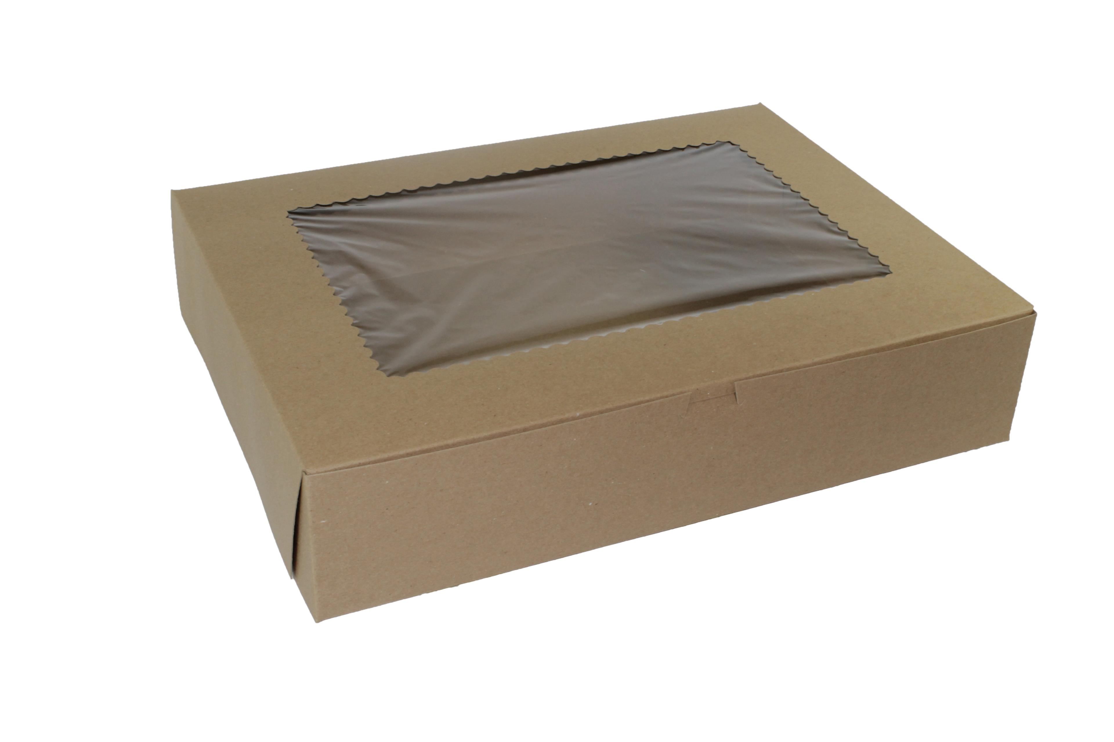Cupcake Box Jumbo 19X14X4 IN 12 Compartment Paperboard Kraft Corner Lock With Window 50/Bundle