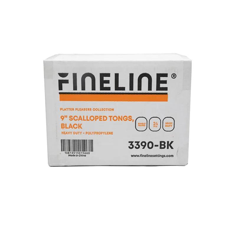 Platter Pleasers Serving Tongs 9 IN PP Black Extra Heavy Duty Scalloped 24/Case