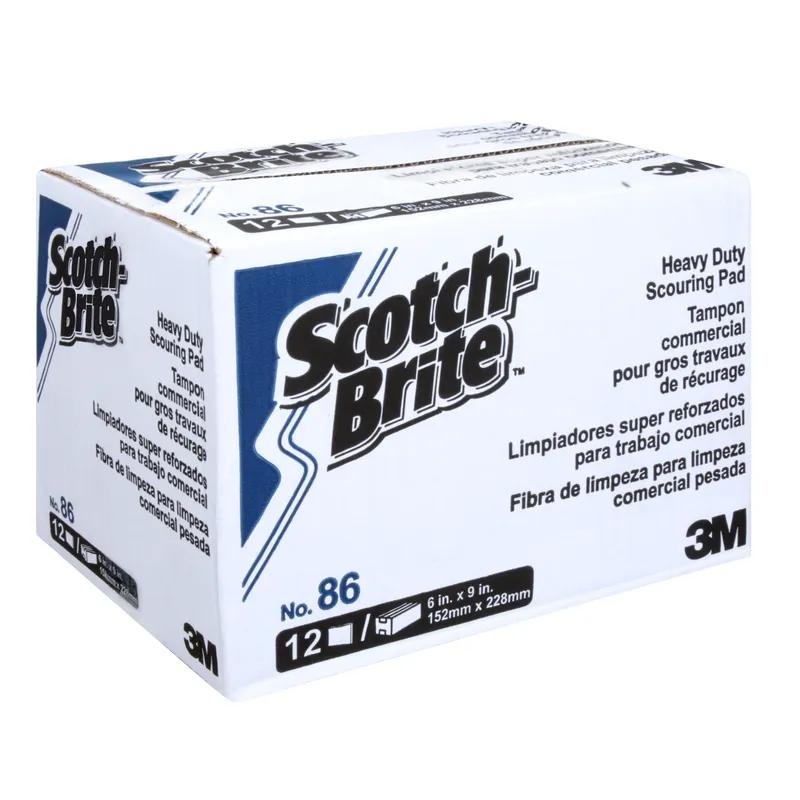 Scotch-Brite™ 86 Scouring Pad 9X6 IN Heavy Duty Fiber Green Rectangle Dishwasher Safe 12 Count/Box 3 Box/Case