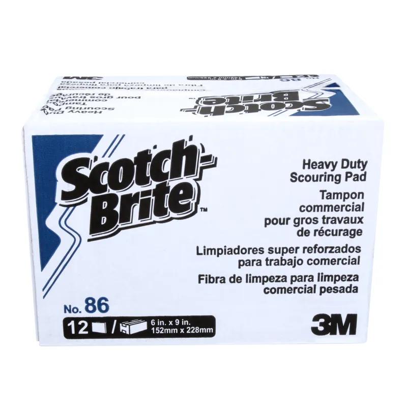 Scotch-Brite™ 86 Scouring Pad 9X6 IN Heavy Duty Fiber Green Rectangle Dishwasher Safe 12 Count/Box 3 Box/Case