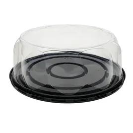 Cake Container & Lid Combo 8IN Cake With Dome Lid 9.75X3.5 IN PET Clear Black Round Swirl 100/Case
