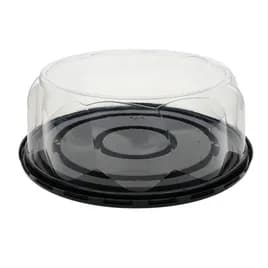 Cake Container & Lid Combo 8IN Cake With Dome Lid 3.5 IN PET Clear Black Round Swirl 100/Case