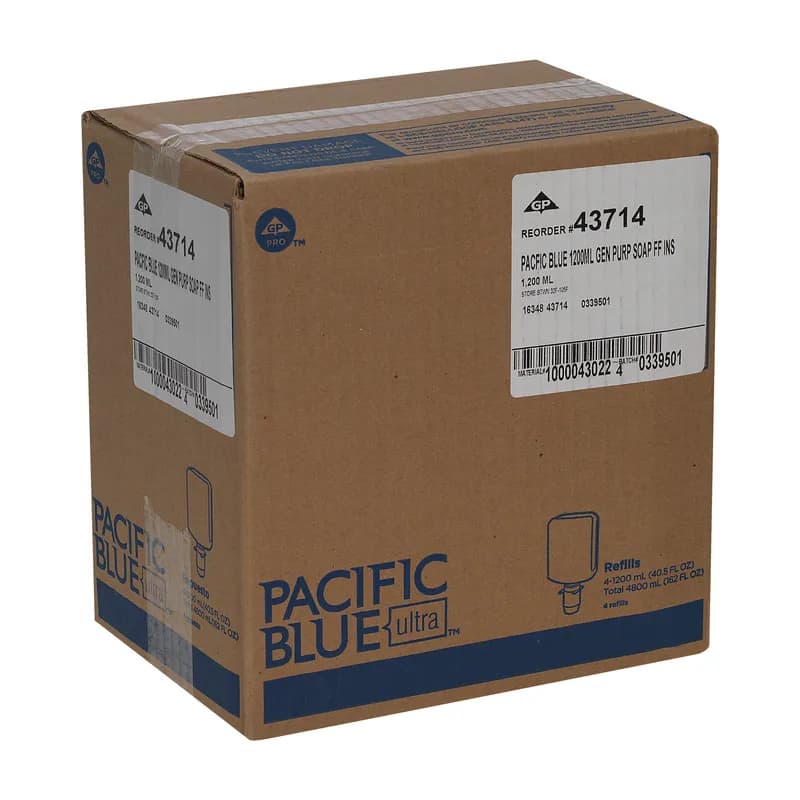 Pacific Blue Ultra™ Hand Soap Foam 1200 mL Unscented Fragrance Free Clear Dye Free Gentle 4/Case