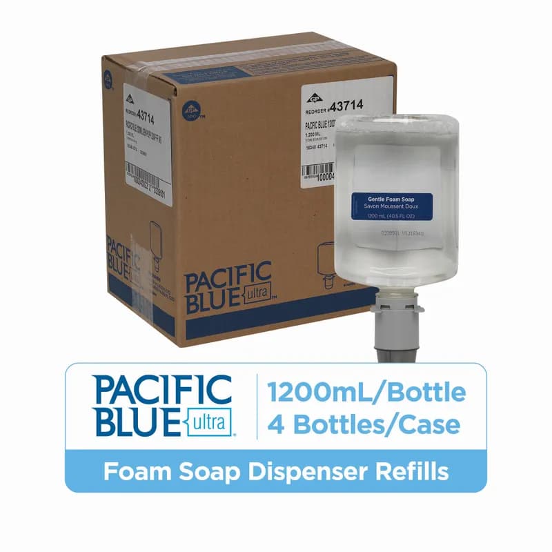 Pacific Blue Ultra™ Hand Soap Foam 1200 mL Unscented Fragrance Free Clear Dye Free Gentle 4/Case