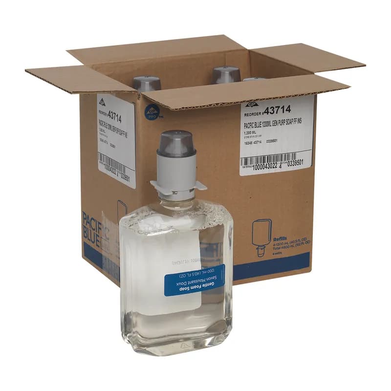 Pacific Blue Ultra™ Hand Soap Foam 1200 mL Unscented Fragrance Free Clear Dye Free Gentle 4/Case