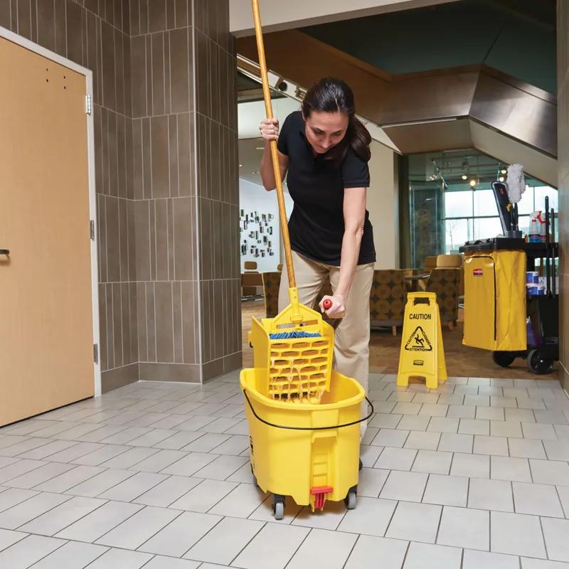WaveBrake® Mop Bucket & Wringer 35 QT Plastic Yellow Side Press Drain 1/Case