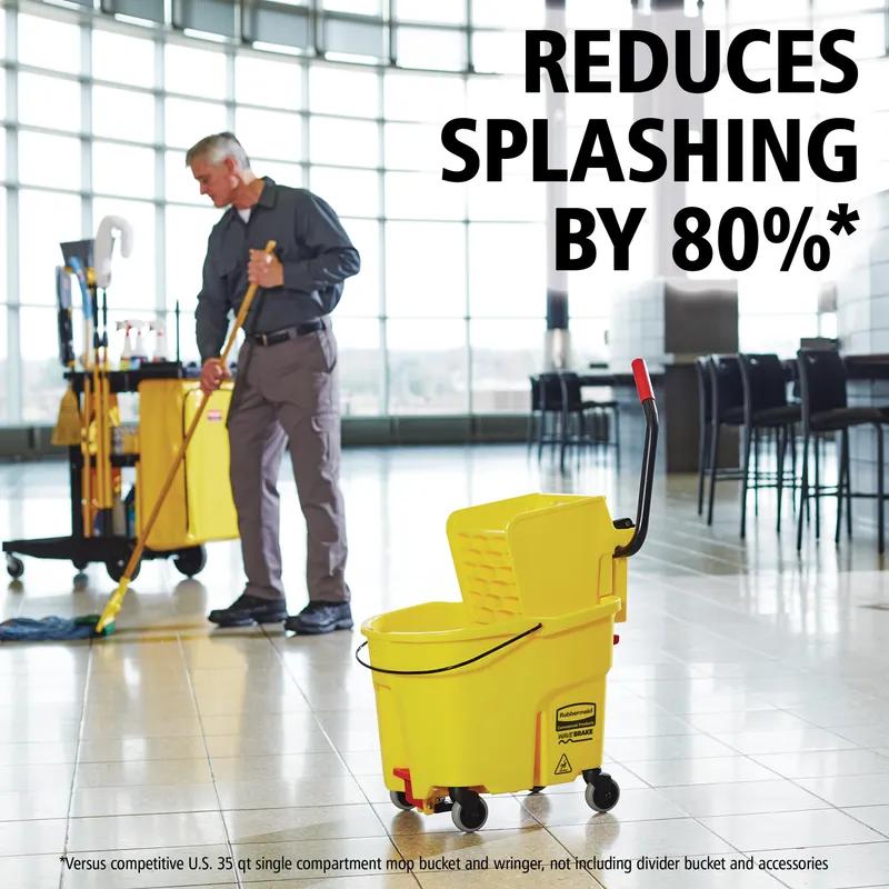 WaveBrake® Mop Bucket & Wringer 35 QT Plastic Yellow Side Press Drain 1/Case