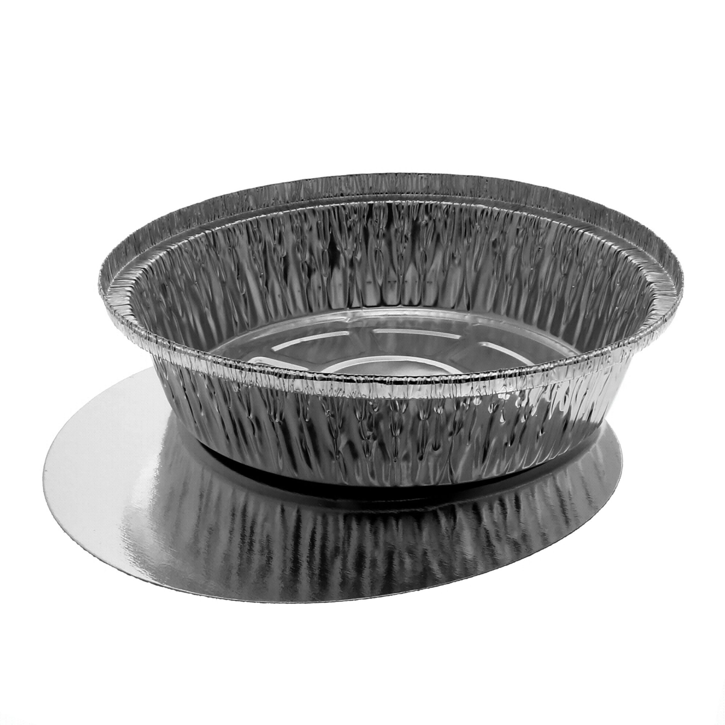 Take-Out Container Base & Lid Combo With Flat Lid 24 OZ Aluminum Foil-Lined Paper White Silver Round 200/Case